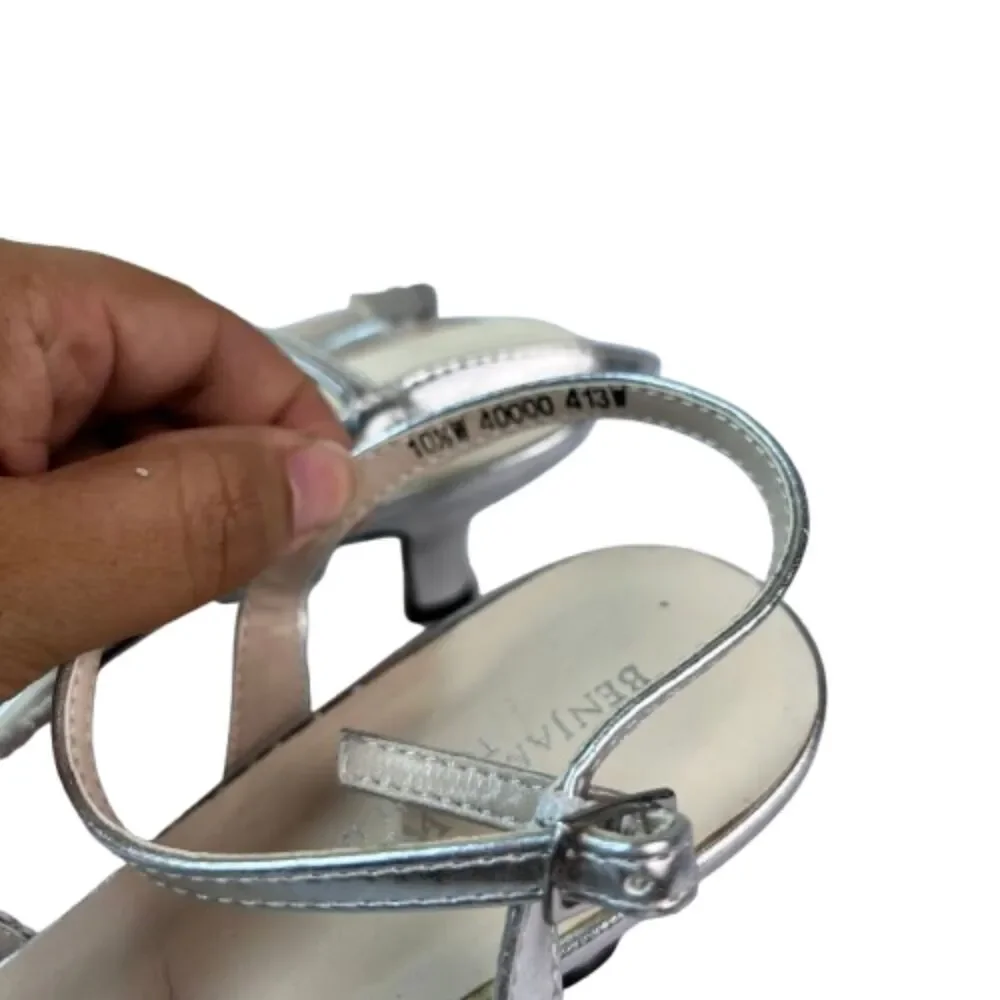 Benjamin Walk Touch Ups Silver Glitter Strappy Dress Sandals Size 10W